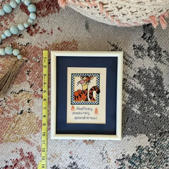 Disney Tigger Handmade Cross-Stitch Art in Cream Frame splendiferous - Picture 8 of 16